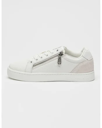 Pantofi sport low-cut de piele, Alb