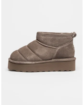 Ghete pull-on din piele intoarsa, Maro taupe