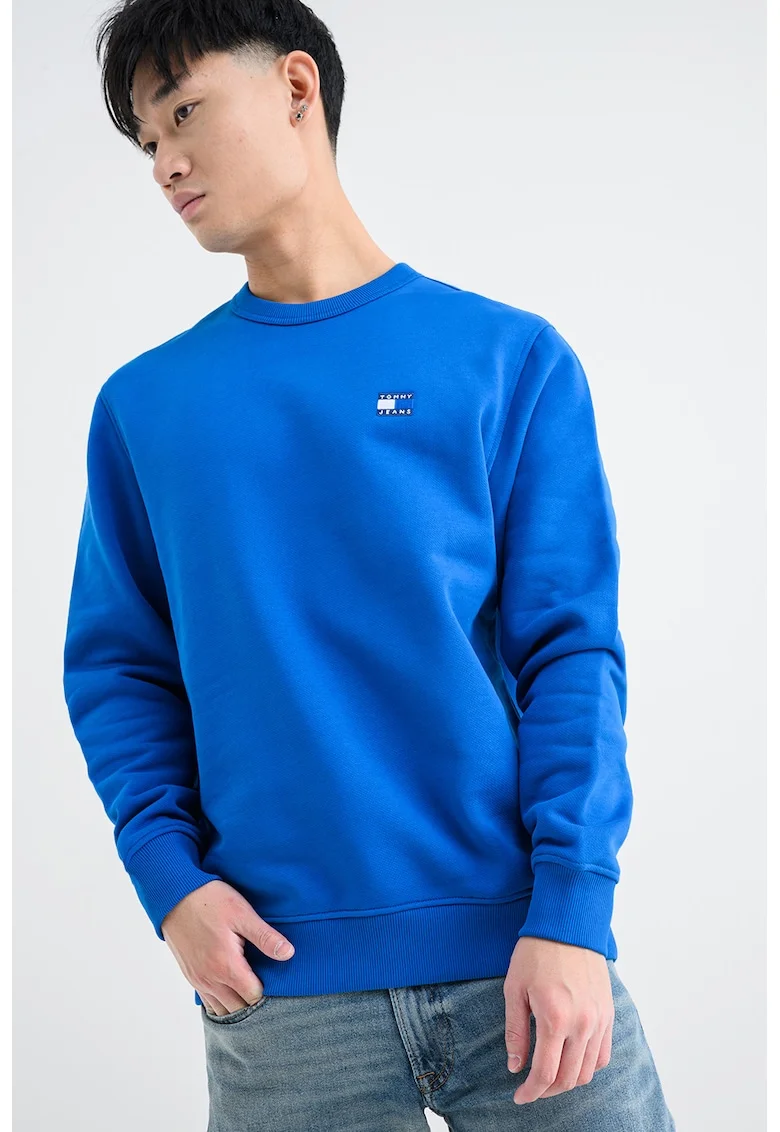 Bluza de trening cu decolteu la baza gatului si logo, Albastru royal