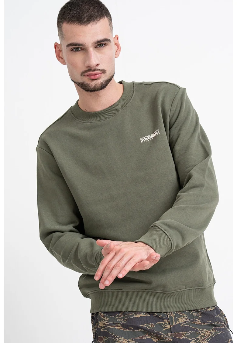 Bluza de trening cu decolteu la baza gatului Small Box, Kaki