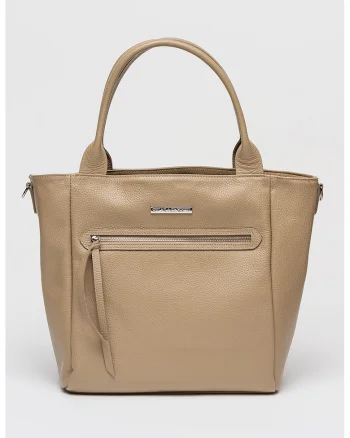 Geanta tote cu bareta detasabila, Maro taupe