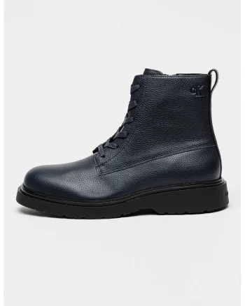 Ghete de piele Combat, Negru/Bleumarin