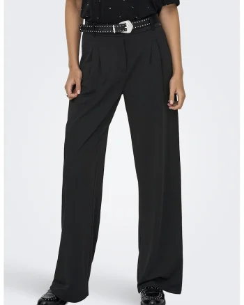 Pantaloni drepti cu talie inalta, Negru