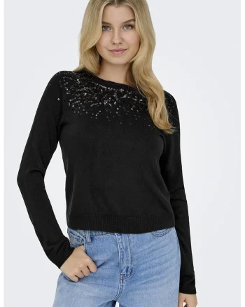 Pulover cu paiete, Negru