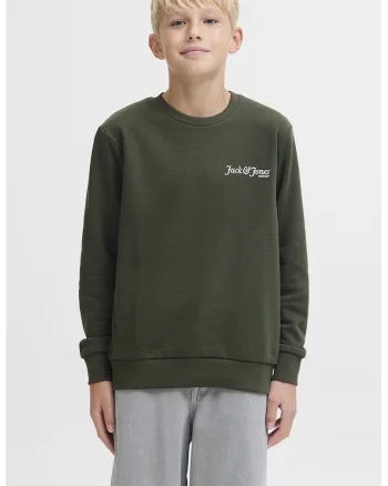 Bluza de trening cu imprimeu pe partea din spate si decolteu la baza gatului, Verde inchis