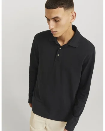 Bluza polo regular fit din bumbac pique, Negru