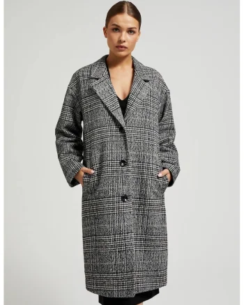 Pardesi oversized in carouri negre, Negru