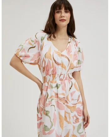 Rochie Alba cu Flori, Alb