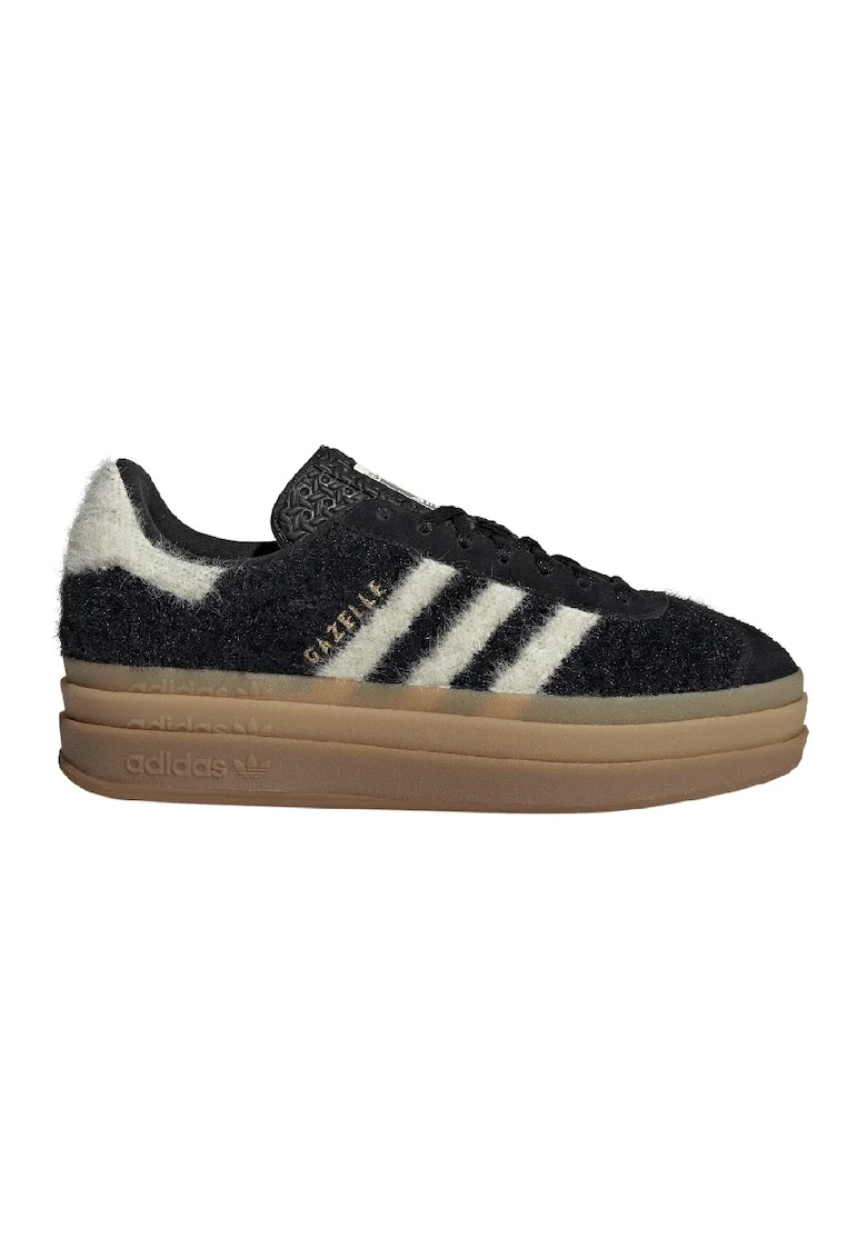 Pantofi sport din piele intoarsa cu garnituri pufoase Gazelle Bold, Alb fildes/Negru