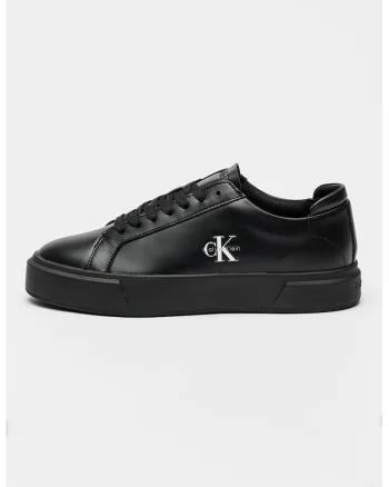 Pantofi sport flatform din piele cu logo discret, Negru