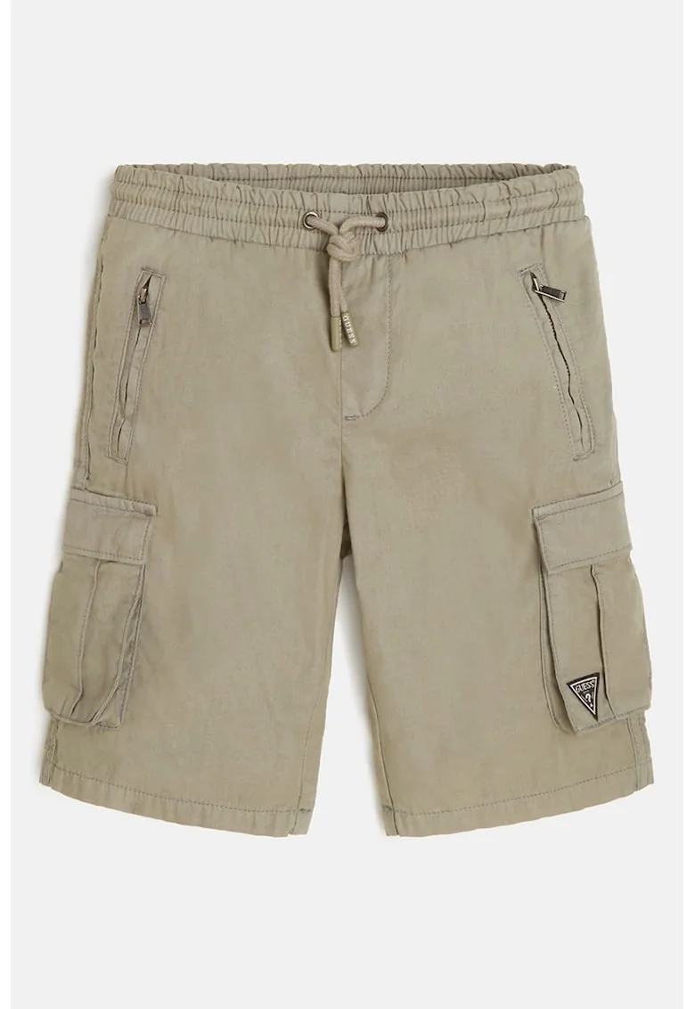Pantaloni scurti cargo de bumbac cu snur, Grej