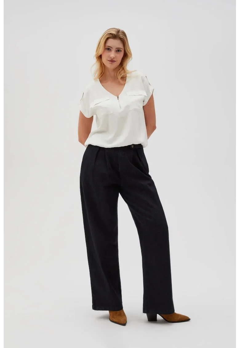 Jeans cu picioare largi bleumarin, Albastru inchis
