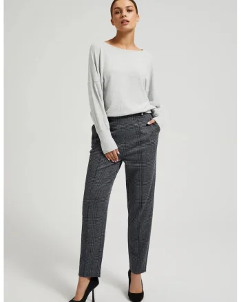 Pantaloni gri in carouri cu picioare drepte, Gri