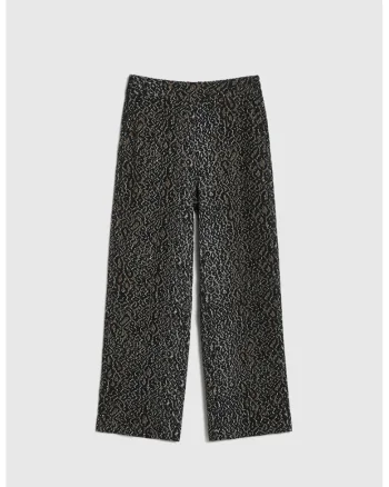 Pantaloni negri cu imprimeu de pantera, Negru