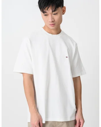 Tricou din bumbac cu decolteu rotund, Alb murdar