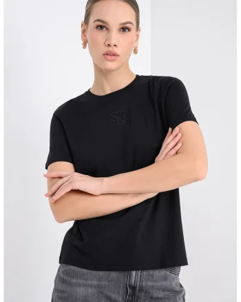 Tricou uni cu croiala regular-fit, Negru