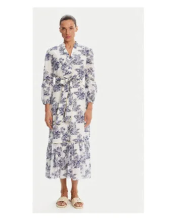 Rochie de vara,  Alb si Albastru, 100% bumbac