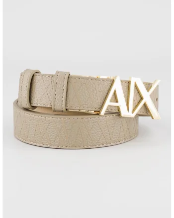 Curea de piele ecologica cu catarama metalica, Maro taupe