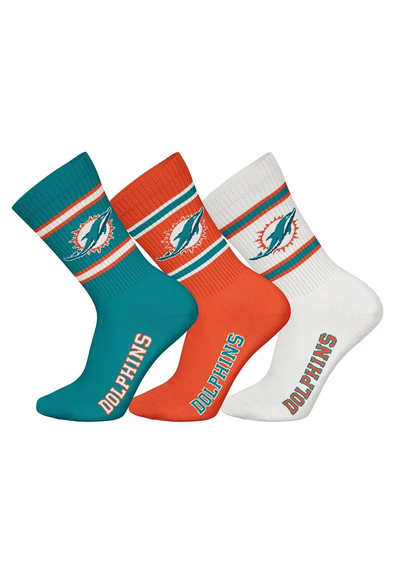 Set de sosete lungi unisex NFL - 3 perechi, Alb/Portocaliu mandarina/Verde persan