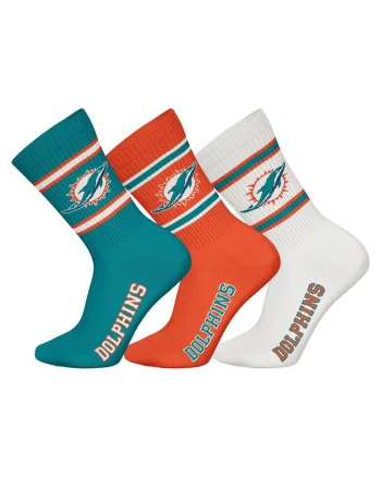 Set de sosete lungi unisex NFL - 3 perechi, Alb/Portocaliu mandarina/Verde persan