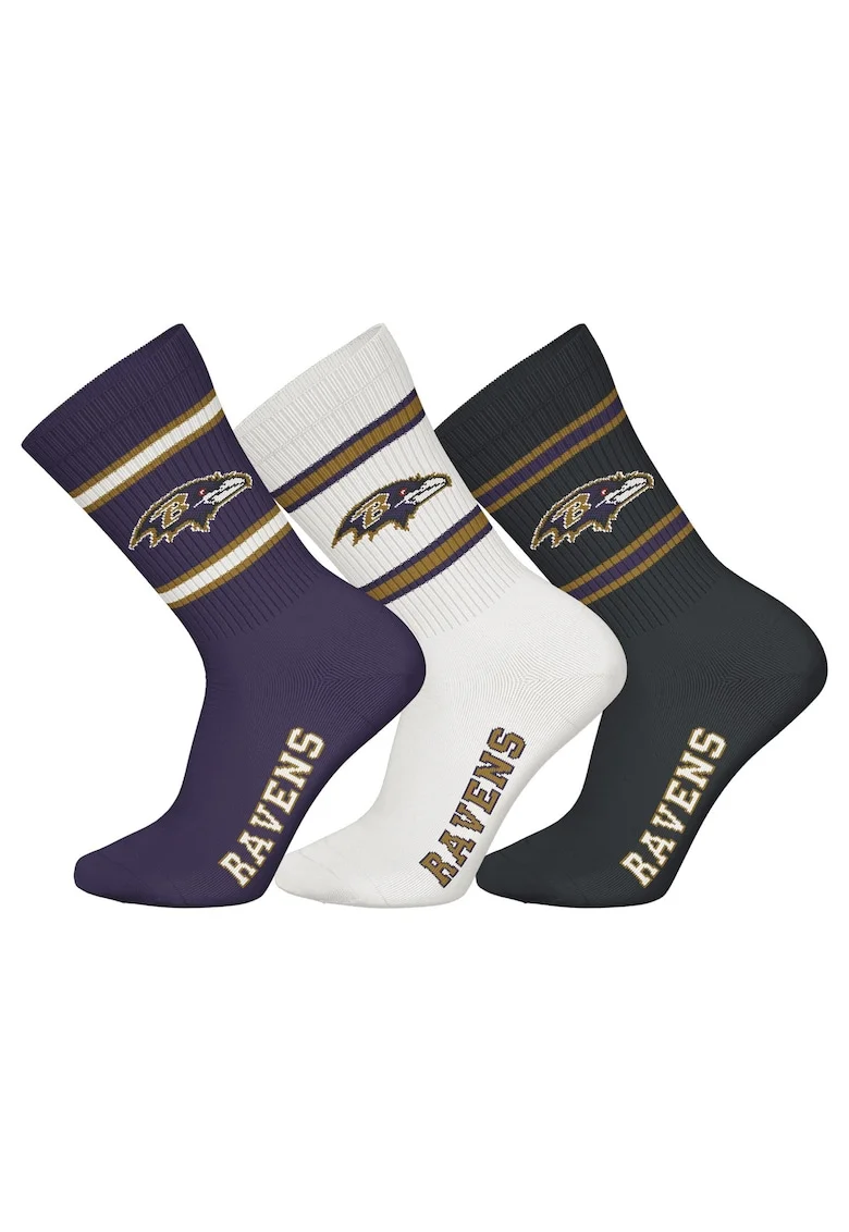 Set de sosete lungi unisex NFL - 3 perechi, Alb/Negru/Albastru indigo