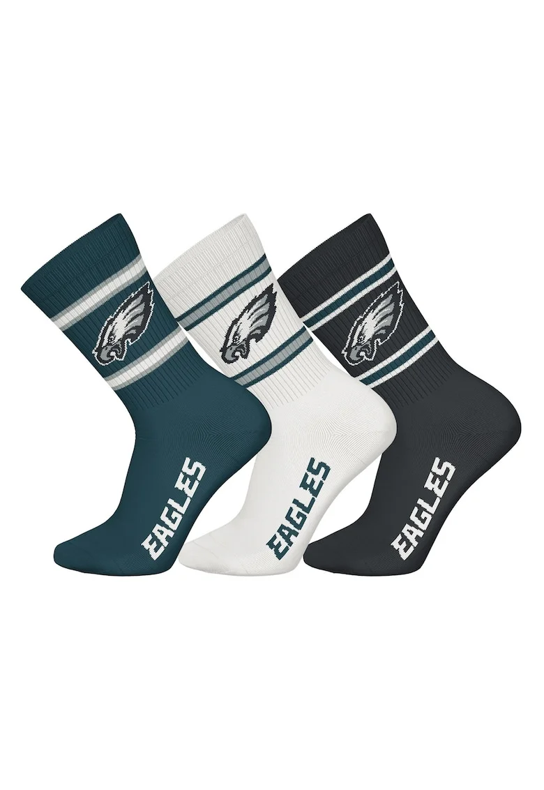 Set de sosete lungi unisex NFL - 3 perechi, Alb/Negru stins/Gri carbune