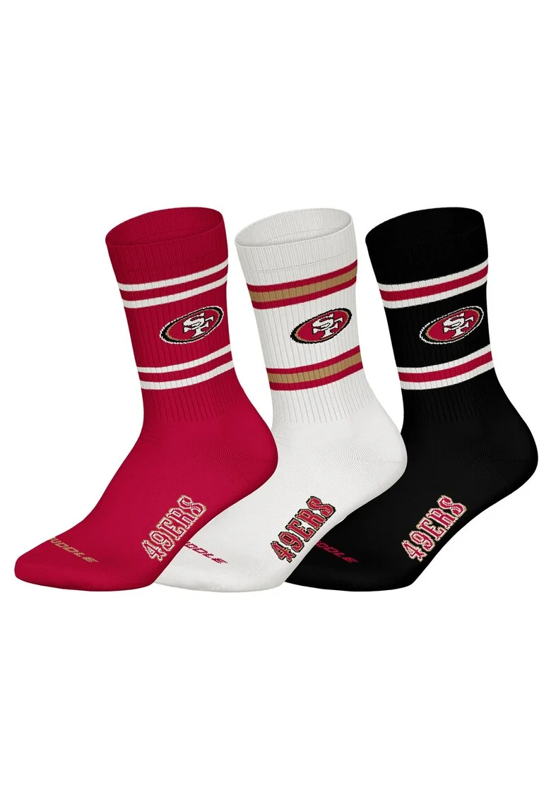 Set de sosete lungi unisex NFL - 3 perechi, Alb/Negru/Rosu inchis