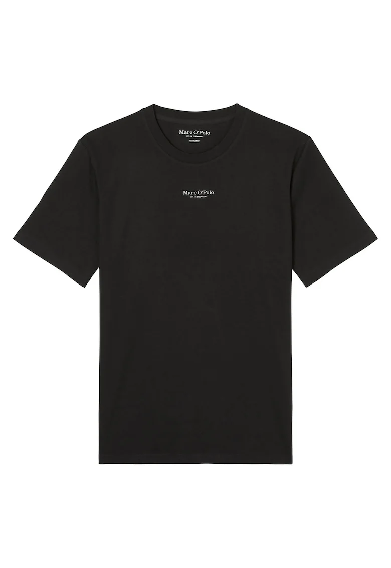 Tricou din bumbac cu decolteu la baza gatului, Negru