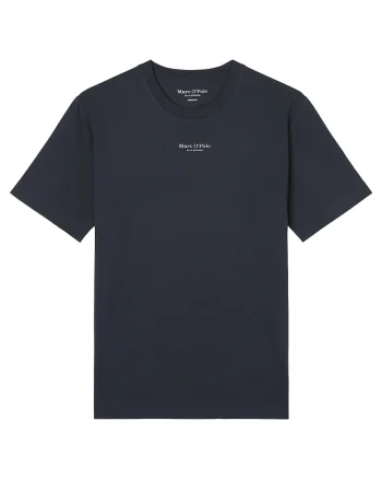 Tricou din bumbac cu decolteu la baza gatului, Albastru