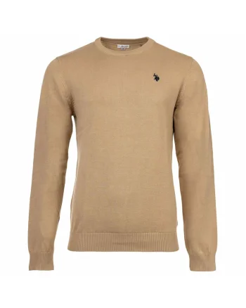 U.S. Polo Assn, Pulover slim fit tricotat fin, Bej