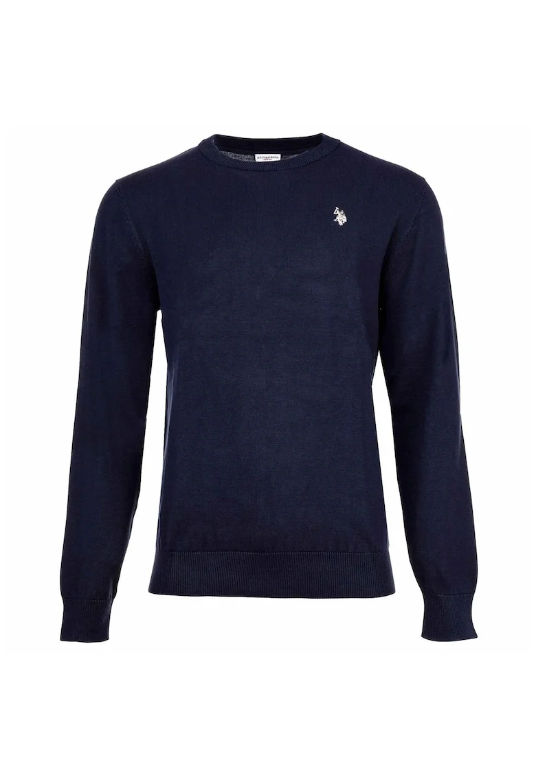 U.S. Polo Assn, Pulover slim fit tricotat fin, Bleumarin