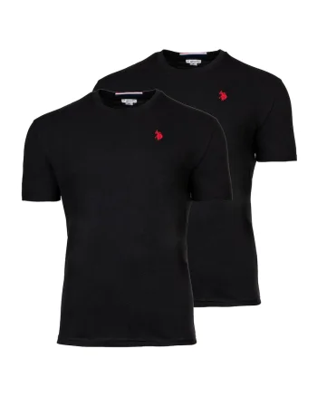 Set de tricouri cu broderie logo - 2 piese, Negru