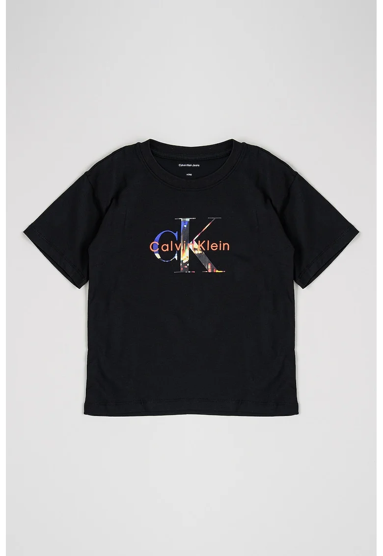 Tricou din bumbac cu imprimeu logo, Negru/Galben