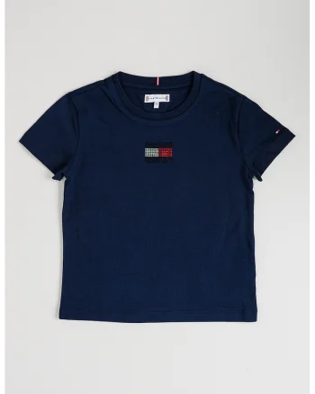 Tricou cu logo din strasuri, Argintiu/Bleumarin