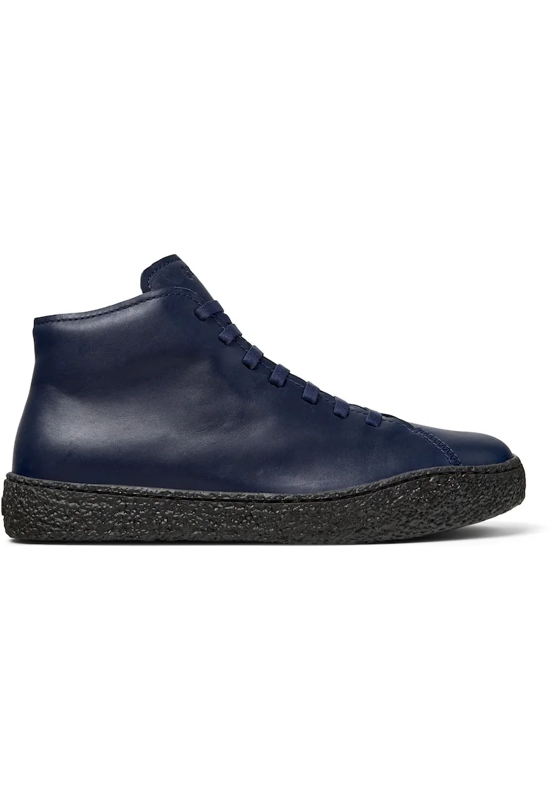 Pantofi sport de piele cu sireturi si fermoar Peu Terreno, Albastru inchis
