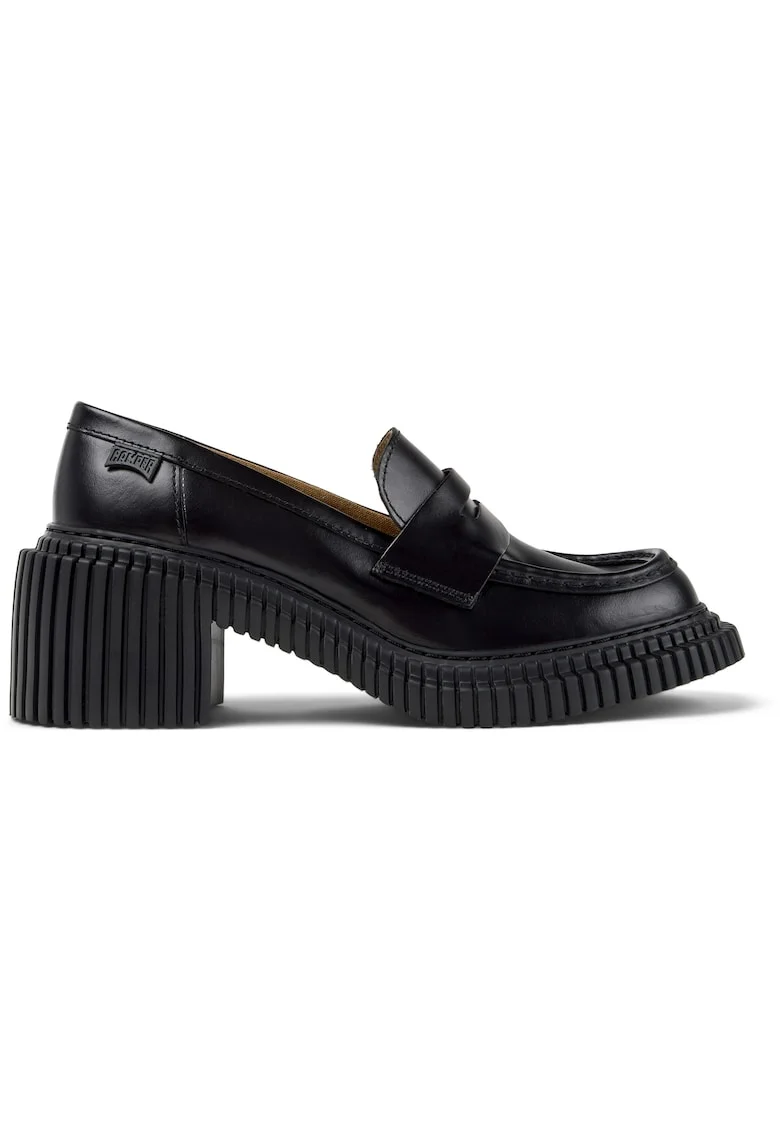 Pantofi loafer din piele cu toc masiv Pix London, Negru