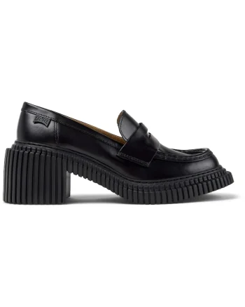Pantofi loafer din piele cu toc masiv Pix London, Negru