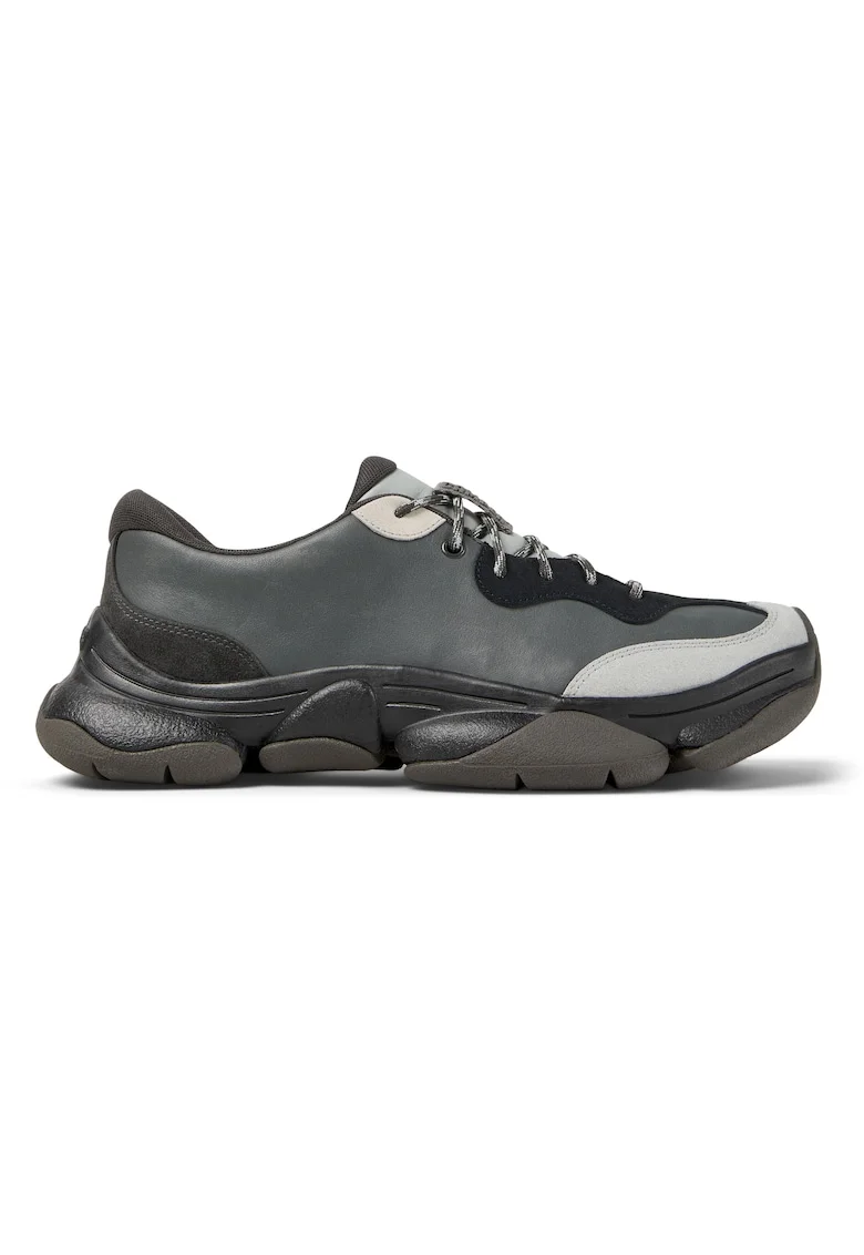Pantofi sport uni de piele ecologica, Gri/Gri inchis