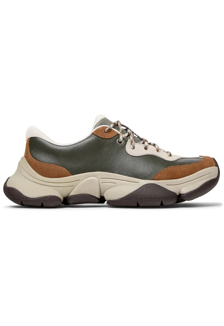 Pantofi sport cu piele si garnituri din piele nabuc Karst 2, Verde/Maro