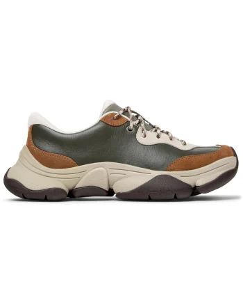 Pantofi sport cu piele si garnituri din piele nabuc Karst 2, Verde/Maro