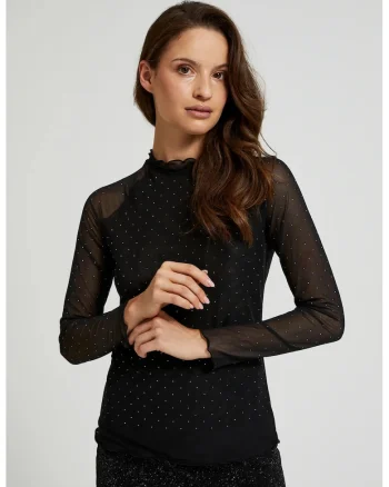 Bluza neagra cu maneci transparente, Negru