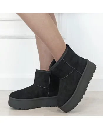 Ghete negre imblanite cu talpa groasa B-LT33-45 111 11098