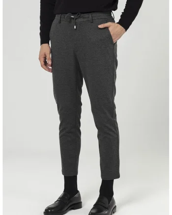 Pantaloni conici crop, Negru/Gri inchis