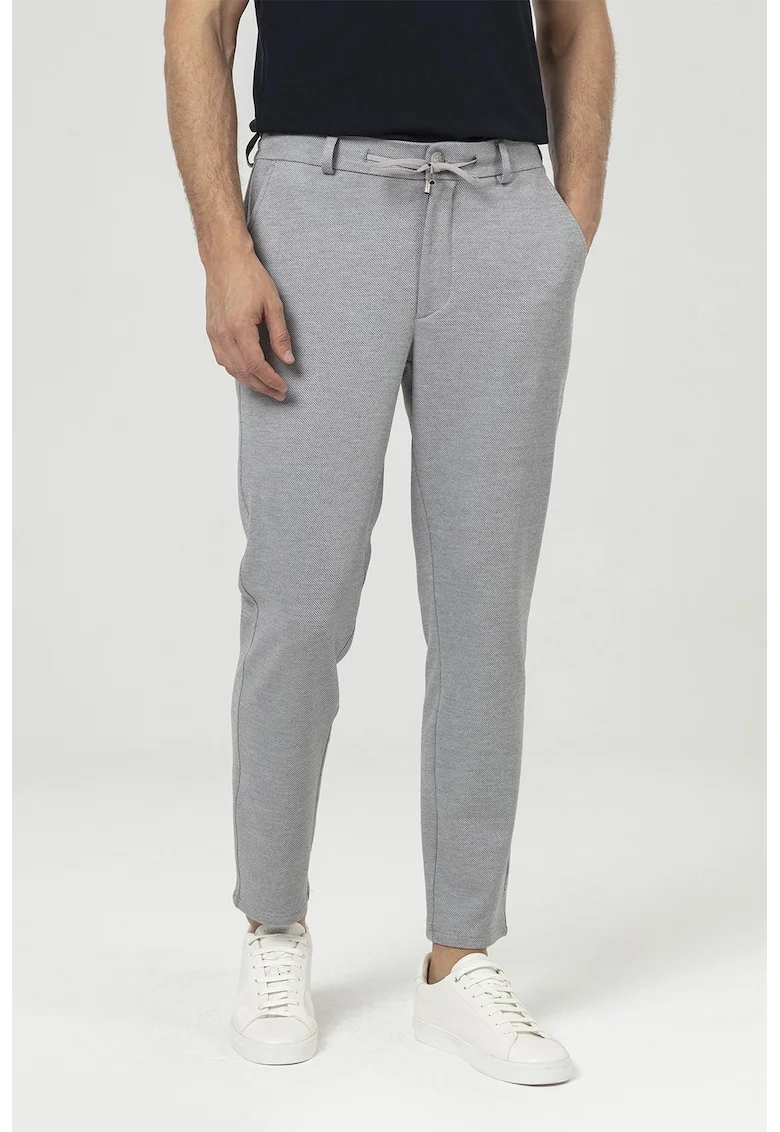 Pantaloni conici cu snur, Gri deschis