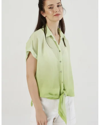 Camasa semitransparenta cu model, Verde pal