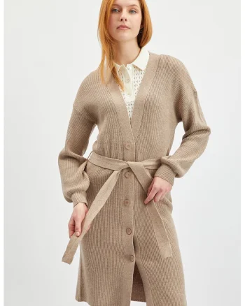 Cardigan striat cu nasturi, Grej