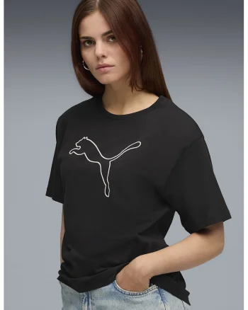 Tricou lejer cu imprimeu grafic frontal, Negru