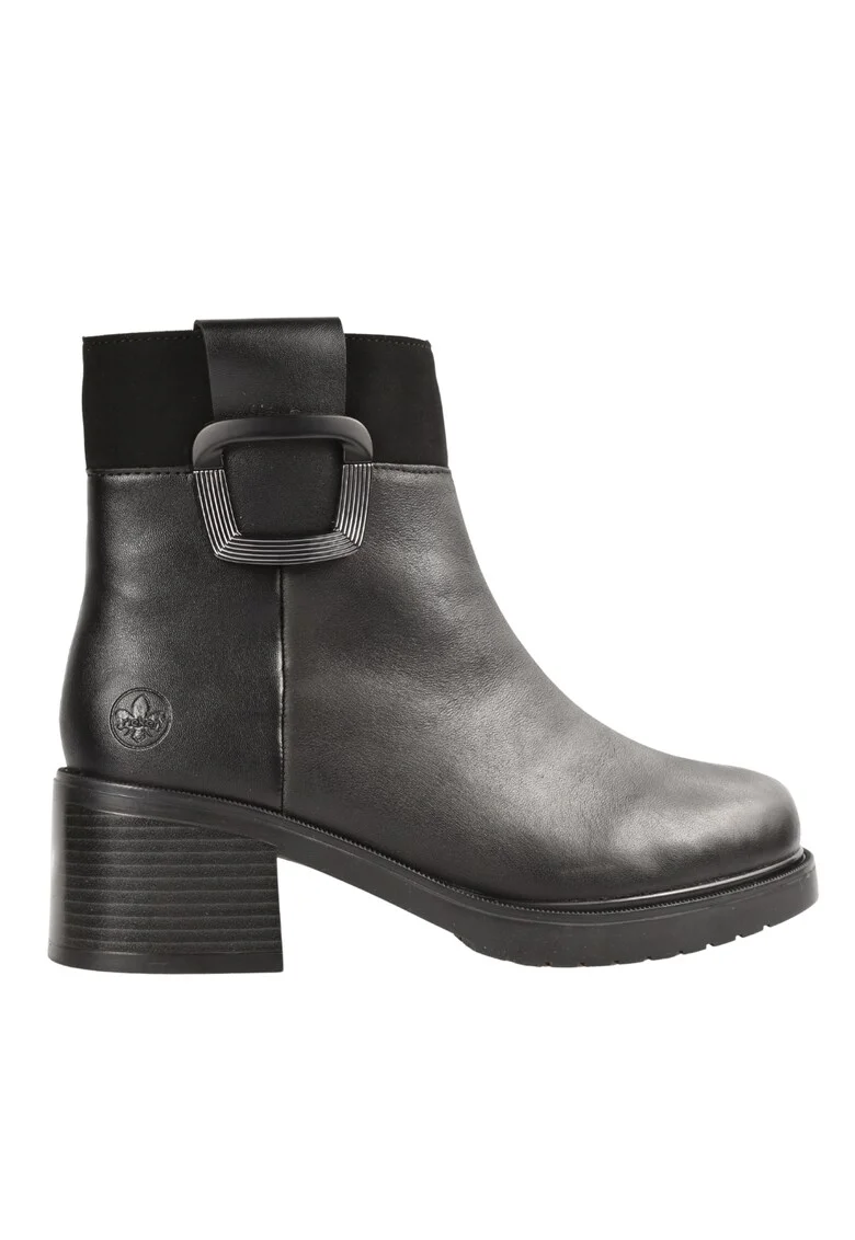 Ghete casual, dama,  Y5253-00 negru, piele naturala, toc, Negru