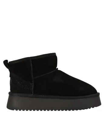 Ghete sport, dama,  AB70011B, negru, piele intoarsa, Negru