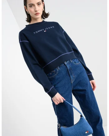 Bluza de trening crop lejera, Bleumarin